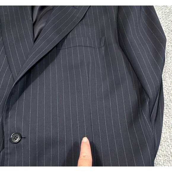Vtg Brooks Brothers Suit Jacket Mens 43L Blue Striped Wool Union‎ USA Sport Coat - Picture 13 of 15